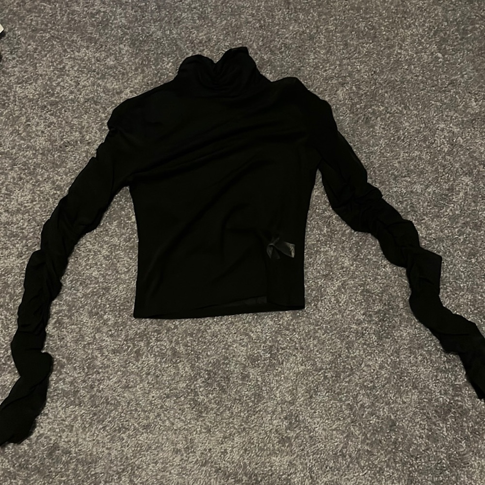 Sheer Black Crop Turtleneck